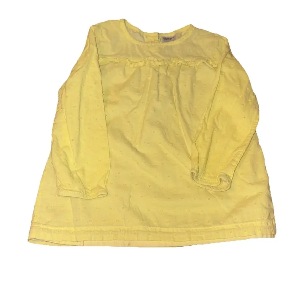 Carter’s Infant Girl’s Yellow Swiss Dot Lined Long Sleeve Tunic Size 12M